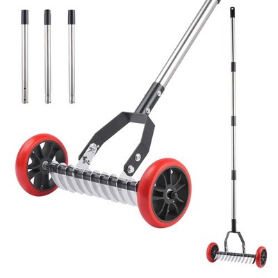 Lawn Thatch Rake with Wheels, Dethatching Roller Rake for Lawn Care, Sturdy S...