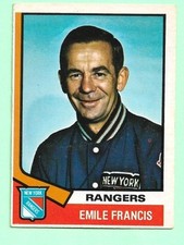 (1) EMILE FRANCIS  1974-75 O-PEE-CHEE # 9 RANGERS COACH EX/EX+    CARD (M9046)