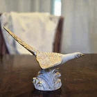 Royal Haeger 22K Gold Tweed Pheasant figurine MCM 9.5"h, 12"l, 7"w