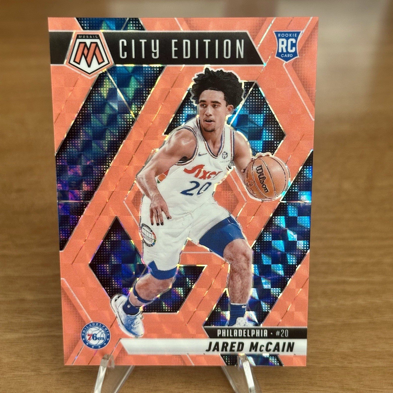 2024-25 Panini Mosaic Jared McCain City Edition 277 Rookie Red Fluorescent 37/75
