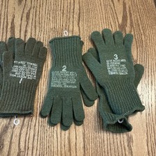 US Military Wool Insert Gloves Size 1 OD Green 75 Wool Cold Weather GI 3 Pair