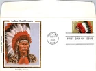 S09-6078, INDIAN HEADDRESSES, COMANCHE, COLORANO SILK FDC