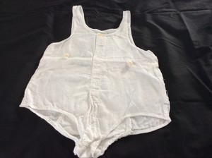white linen baby romper