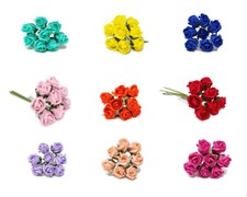8 Head Foam Rose Bud Bunch x 3cm - Wedding Corsage Buttonhole Artificial Flower 