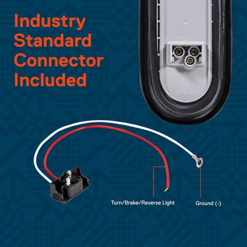 2pc 6" Oval White LED Trailer Tail Light Kit Sealed Grommet Plug Submersible DOT - Bild 2 von 6