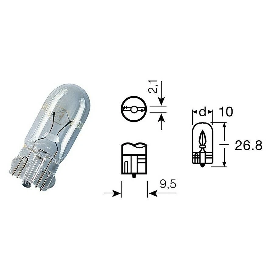 501 Capless Side Light Bulbs - 12V 5W Halogen Car Bulbs Bulb (Choose Quantity) - Image 2 of 4