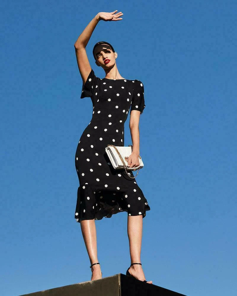 Silk polka top dot dress