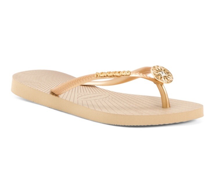 Havaianas Womens Slim Star Flip Flops Gold Size US 35-36 EU Made