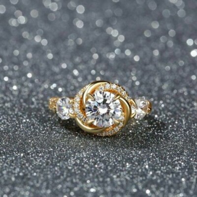Women's D/VVS Natural Moissanite Flower Engagement Ring 925 Sterling Silver