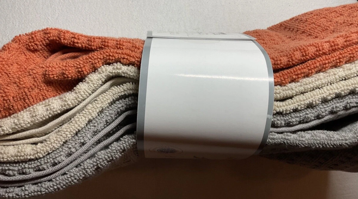 FELPINTER KITCHEN TOWELS 3 WAFFLE GRAY TAN ORANGE 100 COTTON