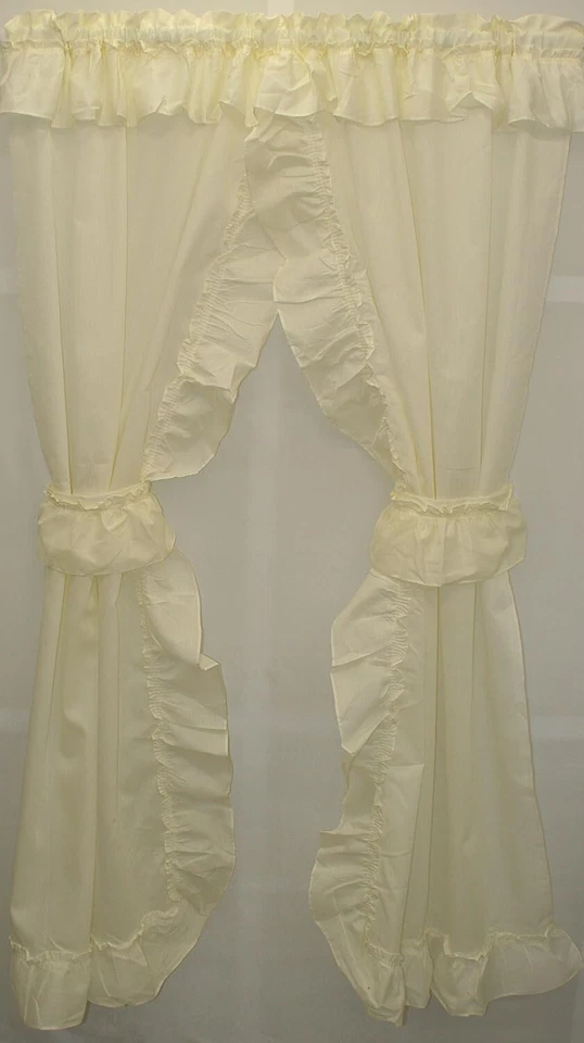 HECHO EN EE. UU. Stacey Priscilla Helado 84" Largo Volantes Cenefa Adjunta con Corbatas Foto 3 de 3