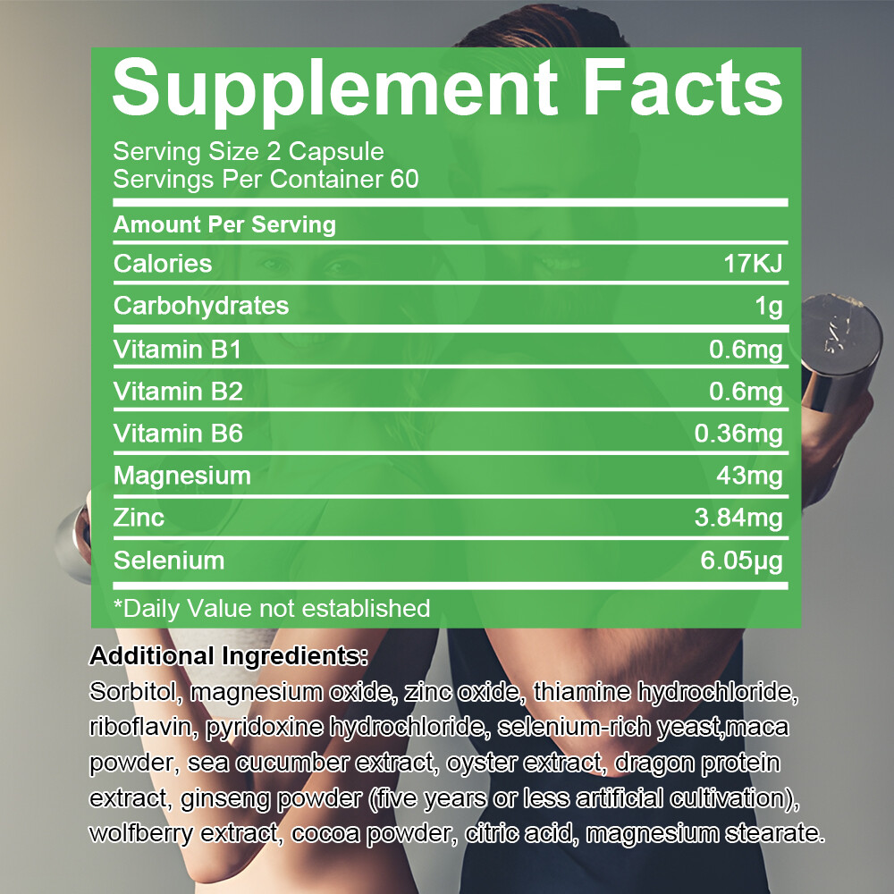 Capsules Pour Santé Masculine - Ginseng, Maca, Huître, 30/60/120 Comprimés, Neuf