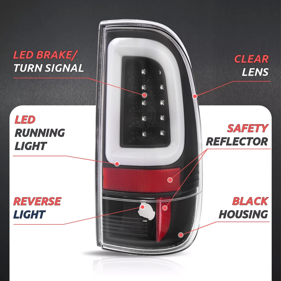 For 1997-2003 Ford F150 99-07 F250 F350 SD LED Tube Tail Lights Brake Lamps - Image 2 of 4