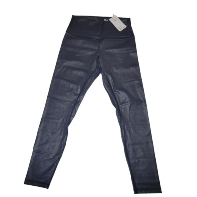 Lavento Women's Faux Leather Plain Dark Grey Pants Size L/8 New With Tag