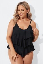 Meet Curve Black Ruffle Tankini 3XL