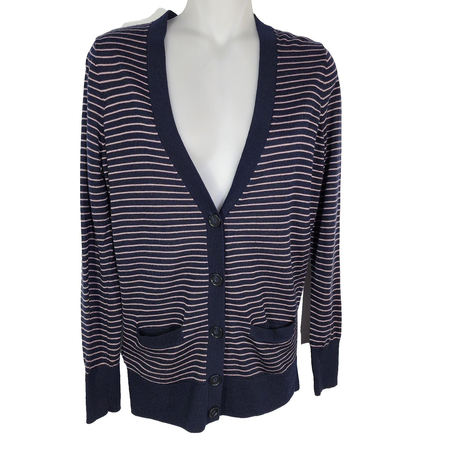Ann Taylor Loft Cardigan Women Small Blue Wool Blend Button