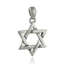 Star of David Pendant with Bail - 925 Sterling Silver - Jewish Judaism Outline