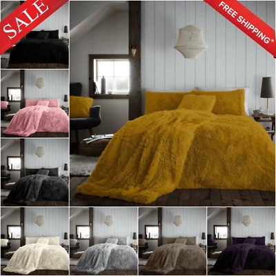 OCEANEVO NEW Alaska Fluffy Fur Duvet Covers Hug & Snug Size Fleece Warm Bedding Sets