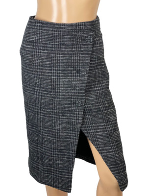 Club Monaco Women's Cutaway Pencil Black Tweed Skirt Retail $169