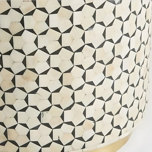 Handmade Bone Inlay Round End Table Modern Side Table, Coffee Table, Sofa Table - Picture 2 of 7
