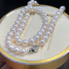 gorgeous 9-10mm south sea white pearl neckace 18inch 925s