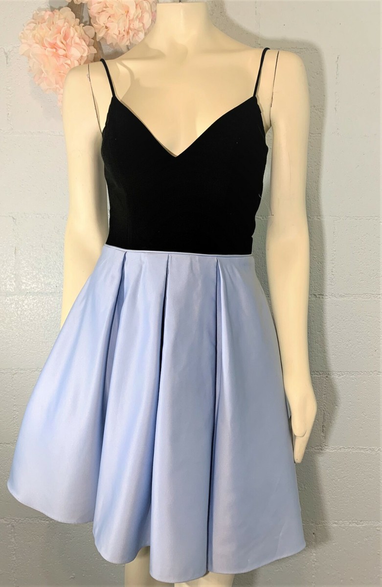 blondie nites by stacy sklar dress blue spaghetti strap satin skirt & flare Sz 7 Blk 5/3/26-5/9/26