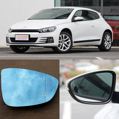 Rearview Mirror Blue Glasses LED Turn Signal with Power Heating For VW Scirocco