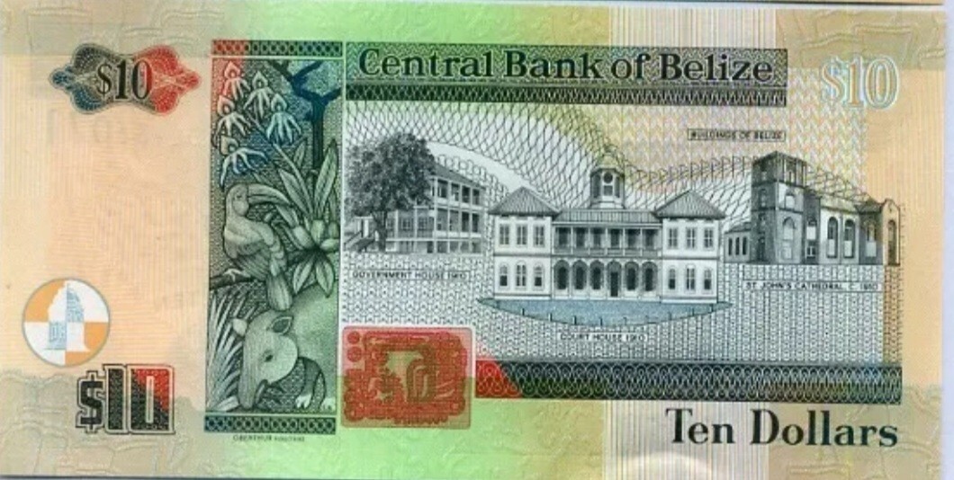 Belize Banknote Uncirculated 10 Dollars QEII. Single $10 BZD UNC
