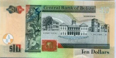 Belize Banknote Uncirculated 10 Dollars QEII. Single $10 BZD UNC