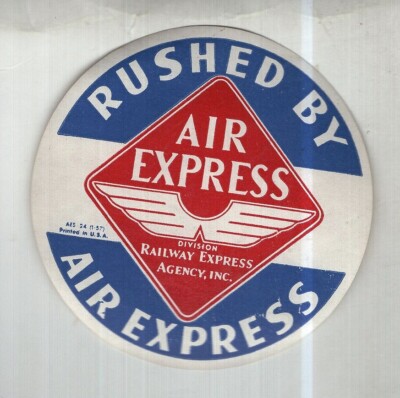 Air Express ''Rush'' Railway Express Agency Round Sticker