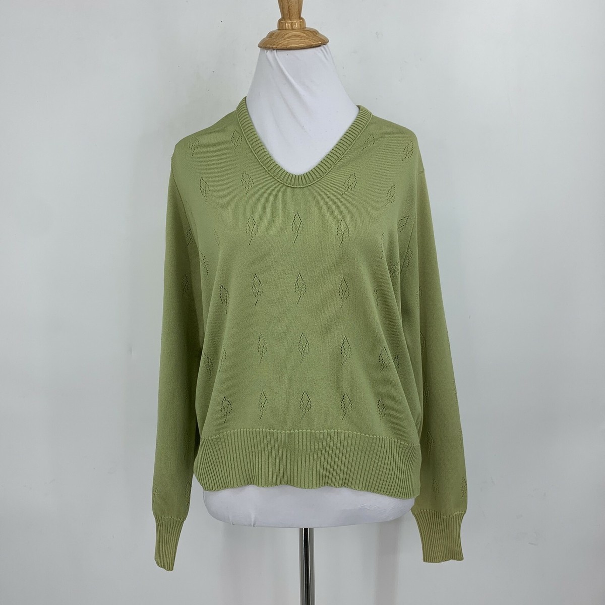 Givenchy Sport Sweater Womens Size L Olive Green Rib Trim Floral