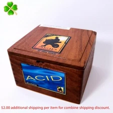 Acid Blondie Empty Wood Cigar Box 6.5" x 6" x 4" ~