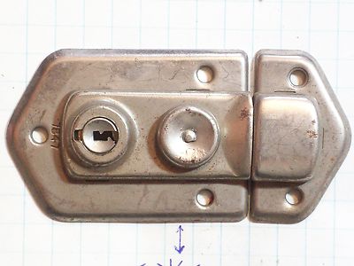 KEY NONE - TOOL LOCK CLASP FOR BOX CABINET STAINLESS STEEL UNLOCKED SLIDE BUTTON
