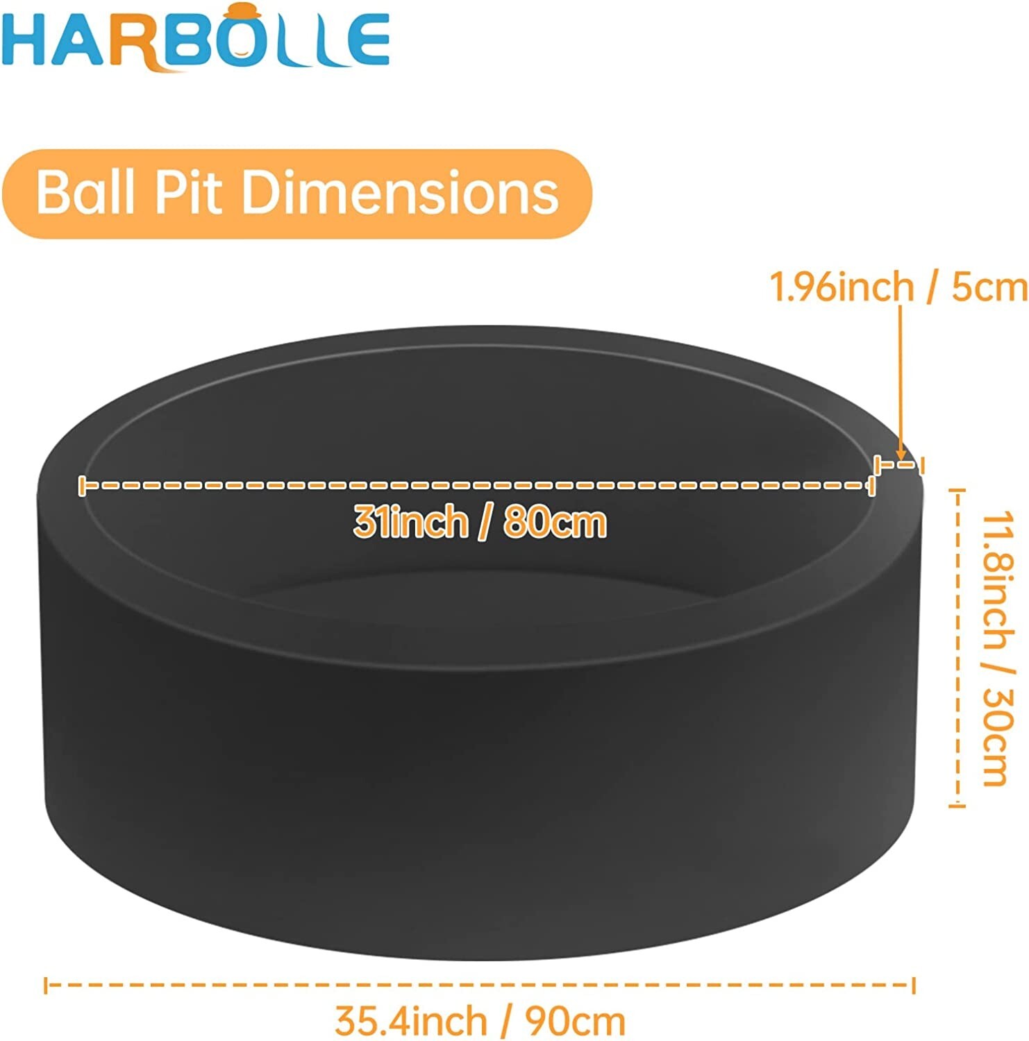 HARBOLLE Baby Ball Pit Soft Round Memory Foam Ball Pit Black eBay