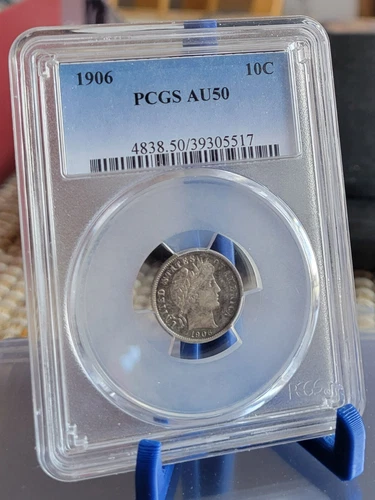 1906  BARBER DIME  PCGS  AU50