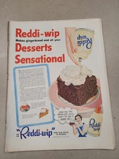 VTG 1950 Orig Magazine Ad REDDI WIP Cream Makes Gingerbread Sensational