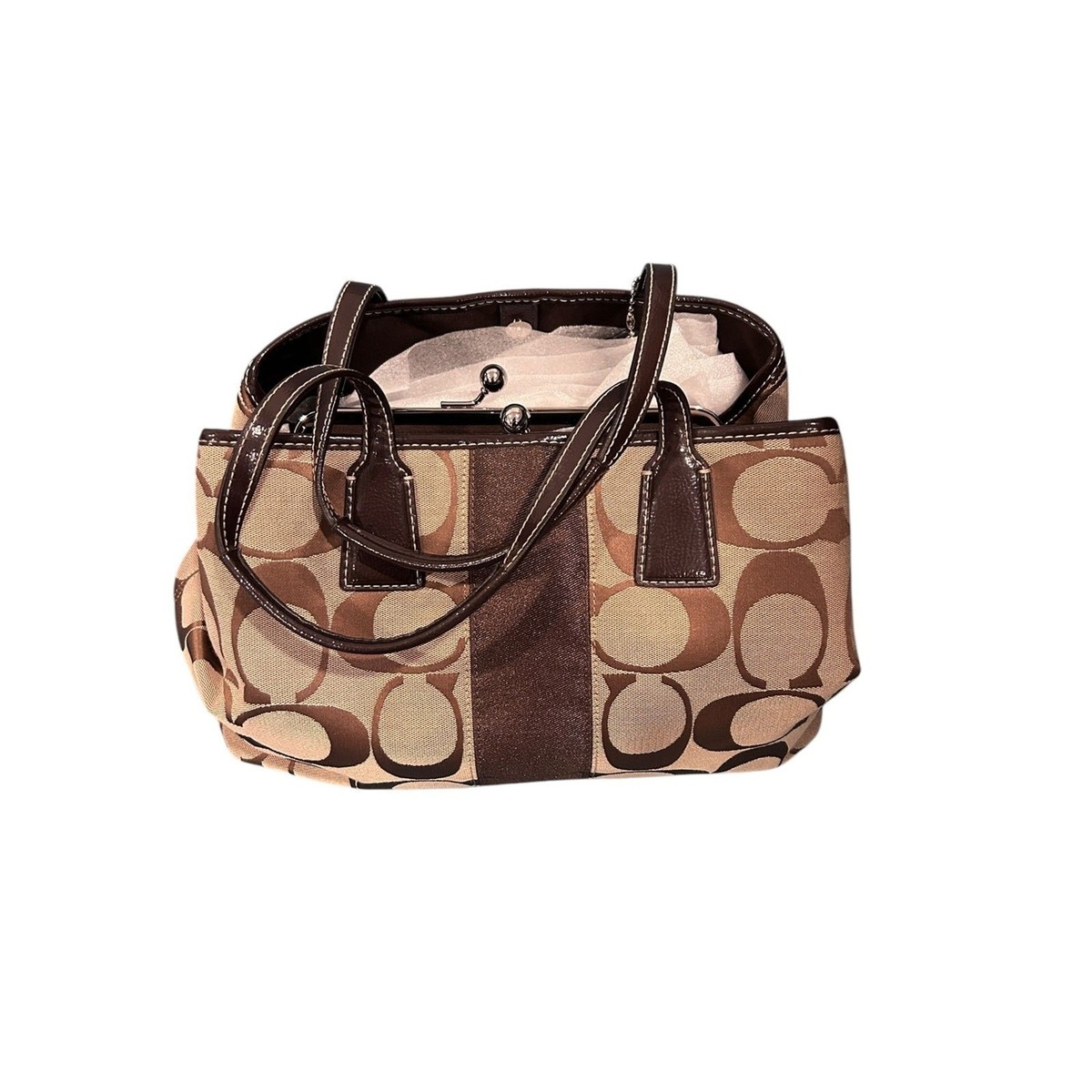 Coach Tote Bag Beige Brown Signature F17424 bag/handbag | eBay
