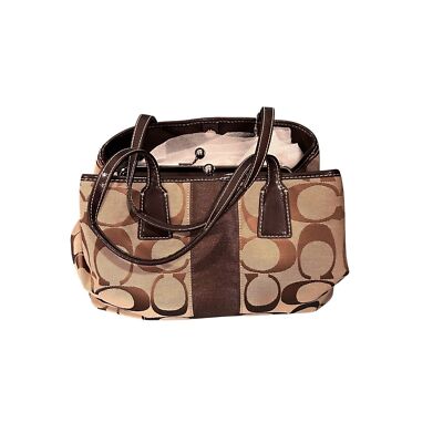 Coach Tote Bag Beige Brown Signature F17424 bag/handbag | eBay