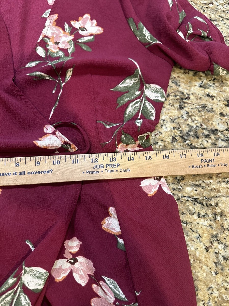 september sunsets burgundy floral print wrap maxi dress Lulu's September Sunsets Burgundy Floral Print Wrap Maxi Dress Size Medium