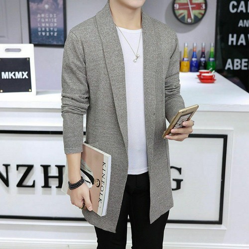 Spring Men Knitted Cardigan Coat Blazer 