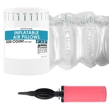 4x8 Air Pillows Inflatable 330 Count Void Fill Package Dunnage - Includes Pump