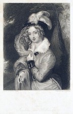 Antyczny staloryt portret "Jacobäa von Holland", autor Mote / Sharpe, około 1836 roku