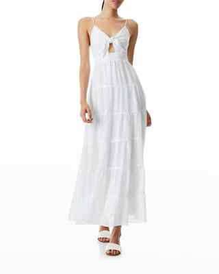 chinese dress ladies alice + olivia Women's Minka Tie Front Maxi Dress with Tassels, Serenade  Dark Cherry, 2 at Amazon Women's Clothing store