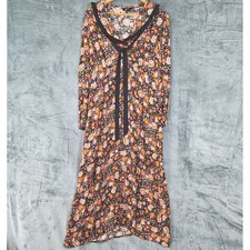 Nobodys Child Dress 16 Maxi Floral Boho Cottagecore Peasant Modest Tie Collar