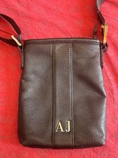 Armani Jeans borsa tracolla uomo pelle marrone zip logo tasche interne foderata