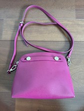 FURLA Mini Hyper Shoulder Bag Leather Wine Red Gold Handware from Japan