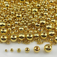 3000pcs Gold Plated Round Beads for Craft 3mm 4mm 5mm 6mm 8mm 10mm Smooth Rou...
