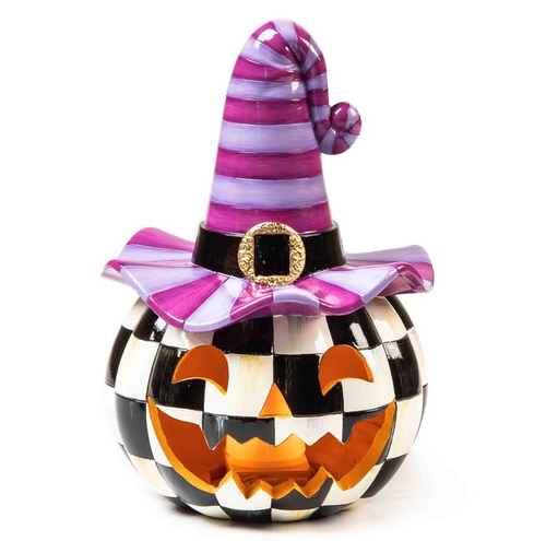 MacKenzie-Childs Illuminated Happy Jack Pumpkin with Purple Hat NEW | eBay