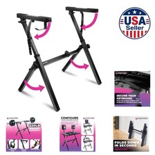 Foldable Z Style Keyboard Stand 54-88 Key Adjustable Height 220 Lbs Heavy Duty