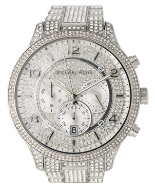 Michael Kors Oversized Pave Glitz Silver Watch MK6633 Japan